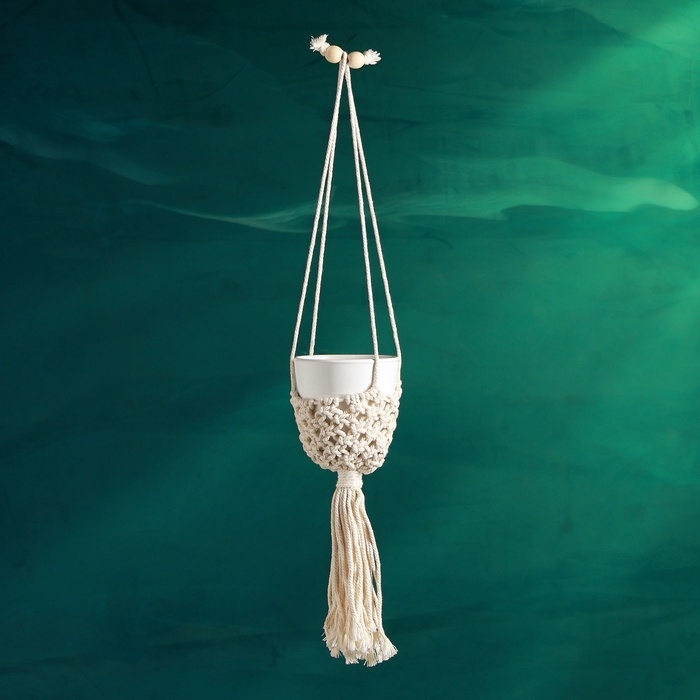Подвесное кашпо - макраме Подвесное кашпо - макраме "Улла" 7х7х7см