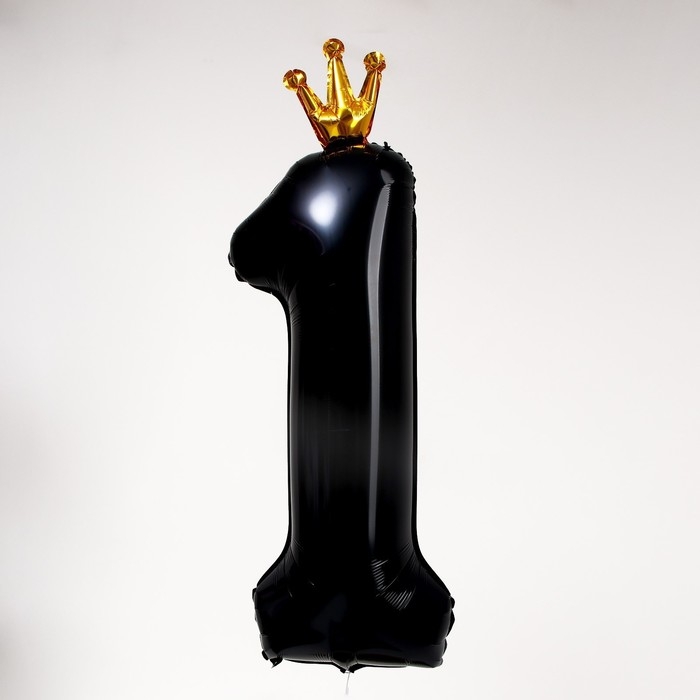 Шар фольгированный 40" &laquo;Цифра 1 с короной&raquo;, цвет чёрный