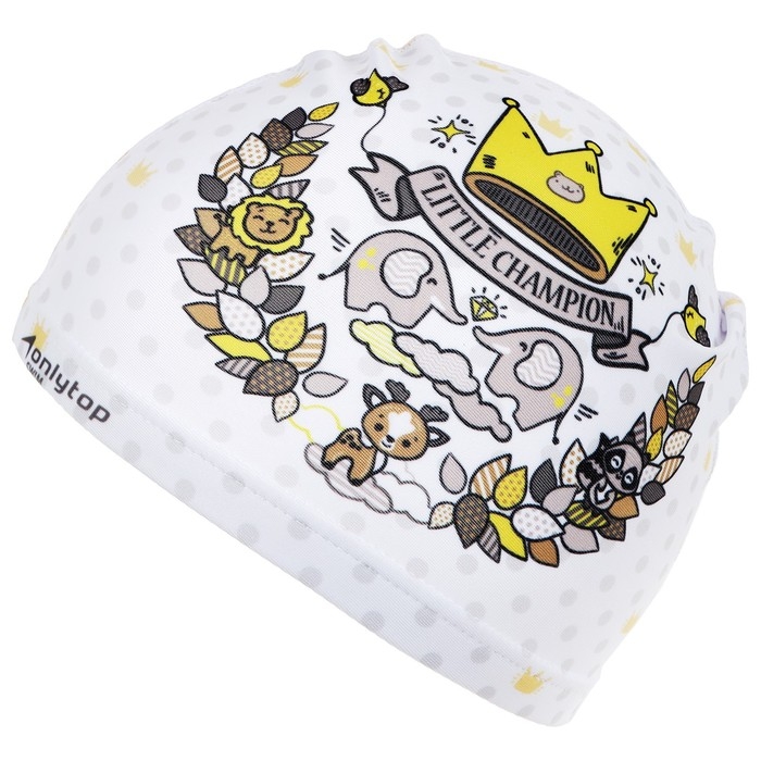 Шапочка для плавания детская ONLYTOP «Маленький чемпион», тканевая, обхват 46-52 см