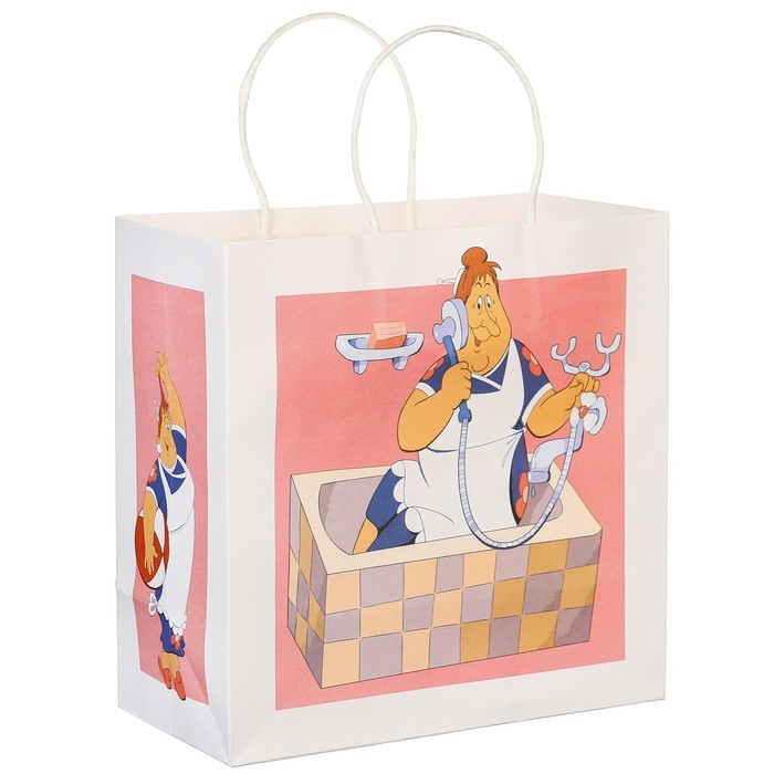 Пакет подарочный, 22х22х11 см, крафт, упаковка, Малыш и Карлсон Пакет подарочный, 22х22х11 см, крафт, упаковка, Малыш и Карлсон