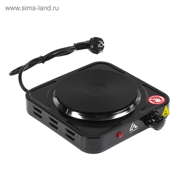 Плитка электрическая Luazon LHP-002, 1 конфорка, 1000 Вт, нагреватель диск, чёрная Плитка электрическая Luazon LHP-002, 1 конфорка, 1000 Вт, нагреватель диск, чёрная