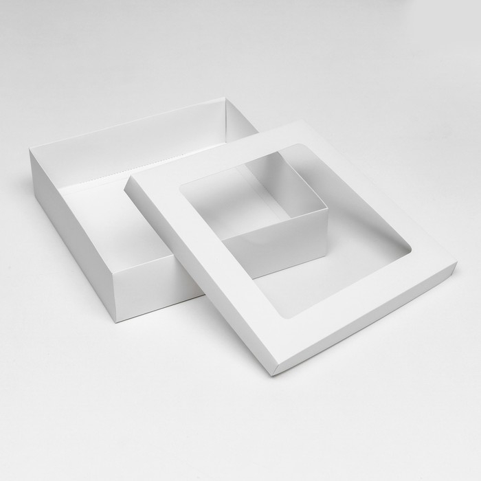 Коробка подарочная складная, упаковка, крышка-дно, с окном, белая, 30 х 30 х 8 см Коробка подарочная складная, упаковка, крышка-дно, с окном, белая, 30 х 30 х 8 см