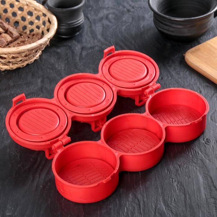 Форма для фарширования котлет тройная Доляна Stufz, 25×10×5,5 см, диаметр рабочей части 7,7 см, малый круг 5 см Форма для фарширования котлет тройная Доляна Stufz, 25×10×5,5 см, диаметр рабочей части 7,7 см, малый круг 5 см