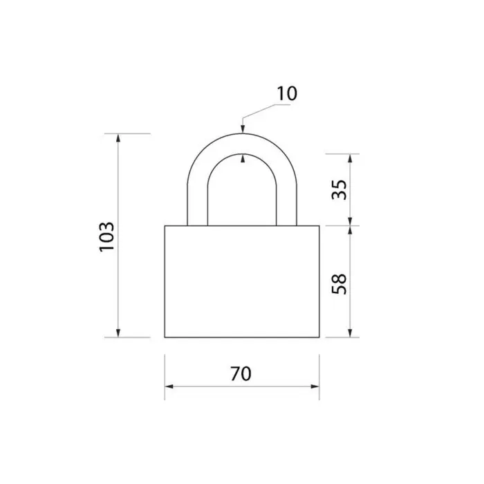 Замок навесной, 70 мм, медный цилиндр, влагозащищенный, короткая дужка, 3 ключа МИКС
