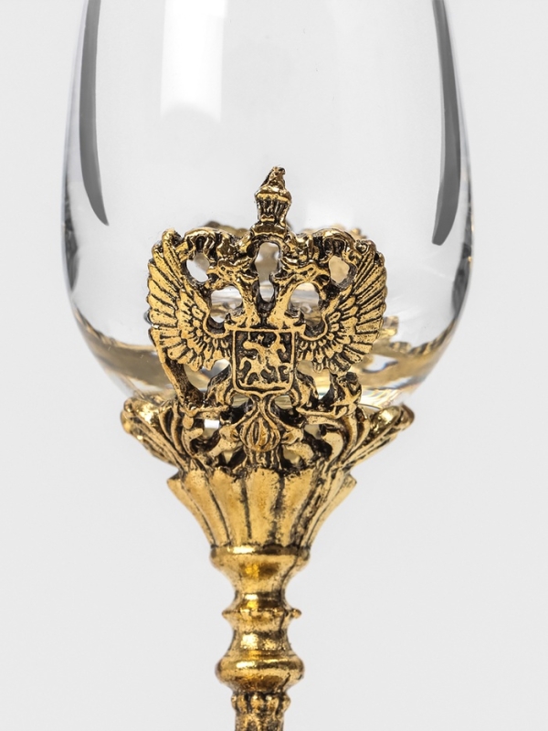 Рюмки для водки  "Герб", подарочный набор на 3 персоны, рюмка 50 мл, золото