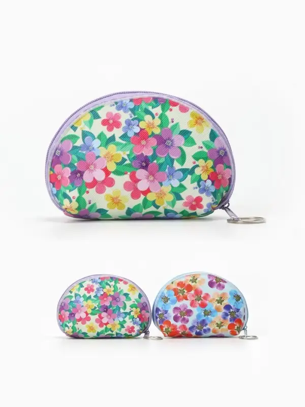Кошелёк-монетница на молнии, 11.5&times;3.5&times;8 см, с цветочным принтом, МИКС