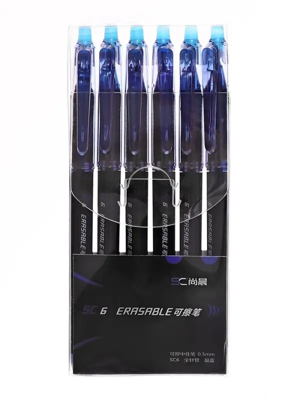 Стираемая ручка, гелевая, автоматическая, синий стержень, узел 0.5 мм