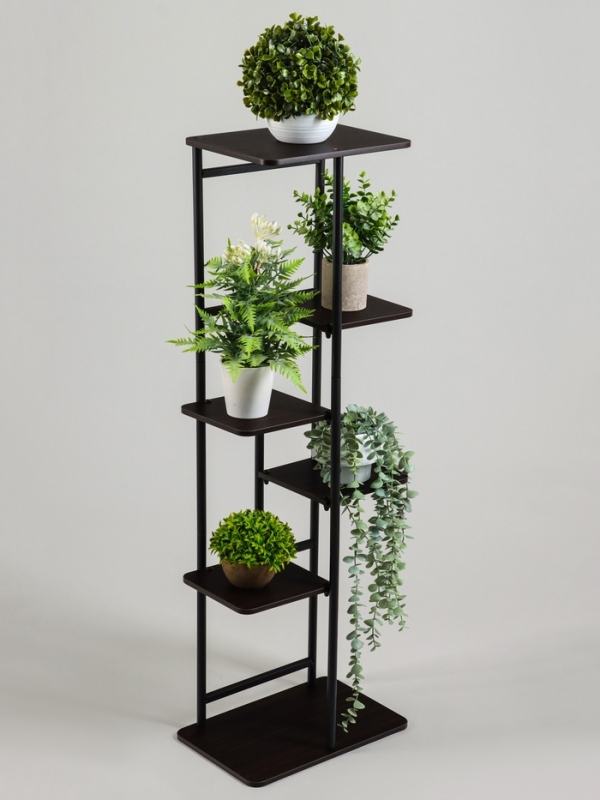 Подставка для цветов Greengo, 6 полок, 36 × 23 × 106 см, напольная, каркас металл, полки МДФ, чёрная Подставка для цветов Greengo, 6 полок, 36 × 23 × 106 см, напольная, каркас металл, полки МДФ, чёрная