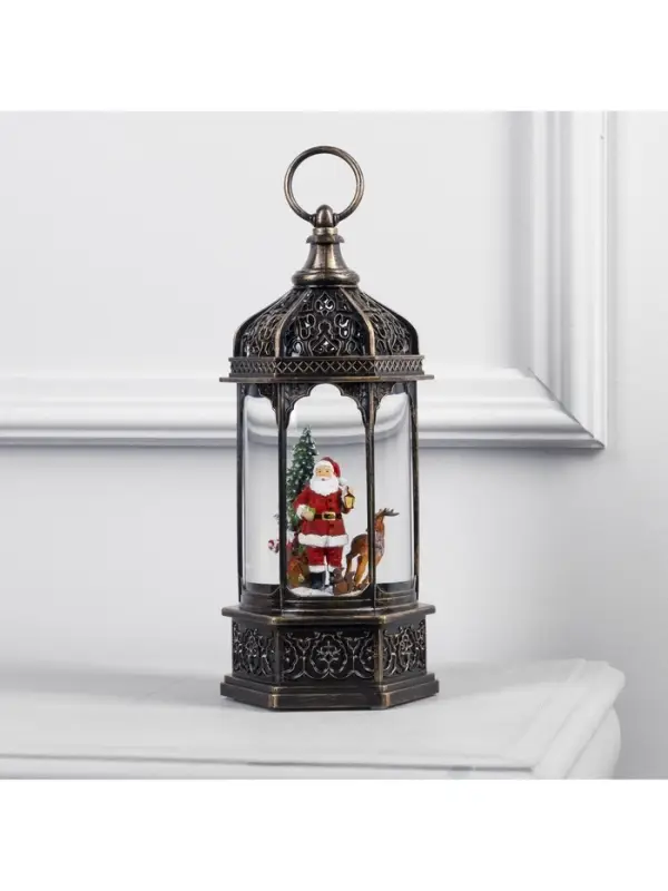 Светодиодная фигура &laquo;Фонарь с Дедом Морозом&raquo; 11.2&times;18.5&times;11.2 см, пластик, от батареек ААх3, USB, свечение тёплое белое