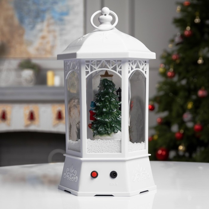 Светодиодная фигура «Фонарь со снеговиками и ёлкой» 20 × 27 × 20 см, пластик, батарейки ААх3 (не в комплекте), USB, свечение белое Светодиодная фигура «Фонарь со снеговиками и ёлкой» 20 × 27 × 20 см, пластик, батарейки ААх3 (не в комплекте), USB, свечение белое