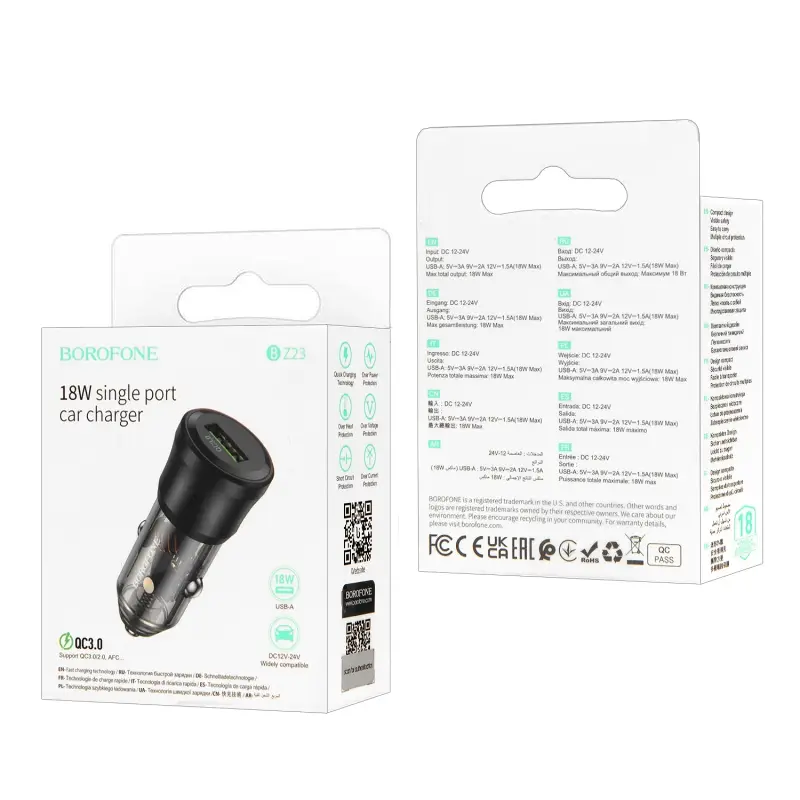 Переходник BZ23 АЗУ на Type-C PD18W Borofone черный