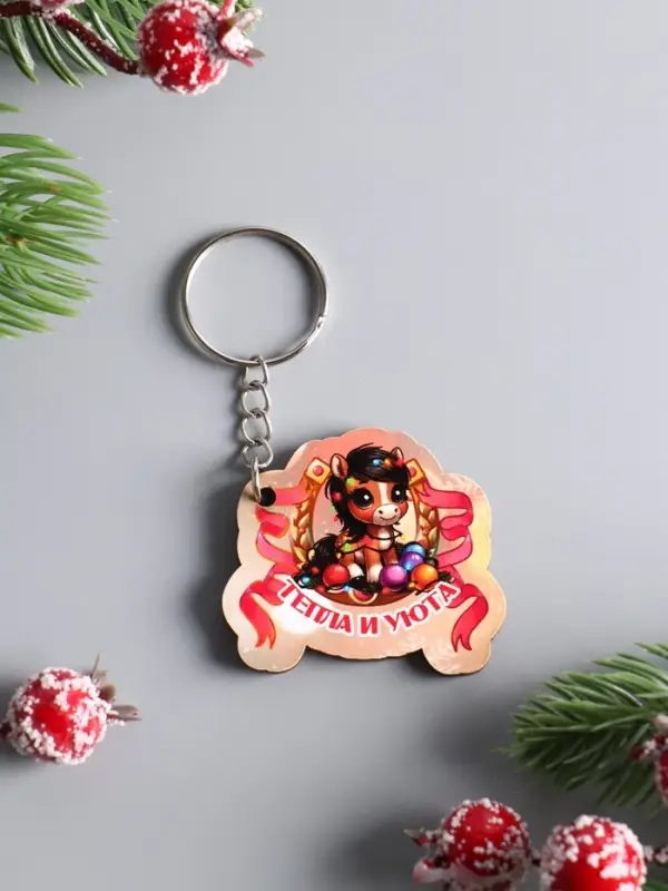 Брелок новогодний 2026 «Тепла и Уюта», размер брелока 4.5×4 см