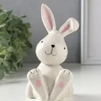 Сувенир керамика "Серый зайчик с сердечками на пяточках" 8х7,5х13,6 см