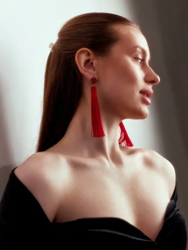 Серьги &laquo;Кисти&raquo;, гармония, красные, L кисти 8.5 см