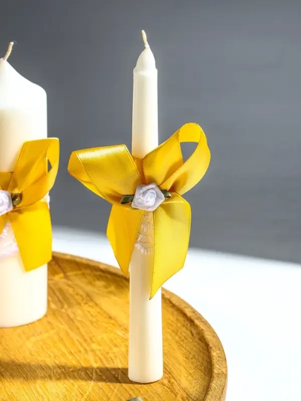 Свечи свадебные  Свечи свадебные "Пышный" набор 3 шт (16 см + 2 шт по 18 см), золотистый