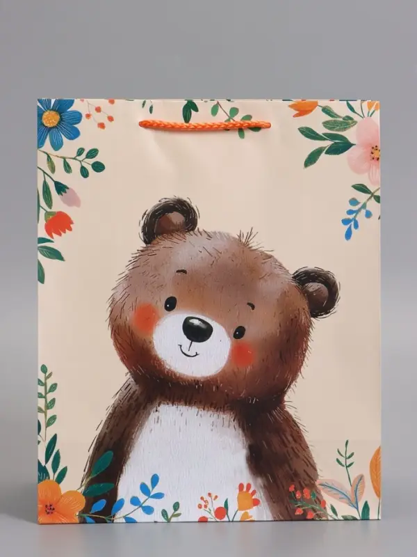 Пакет подарочный "Мишка" ламинированный 26 х 12 х 32 см