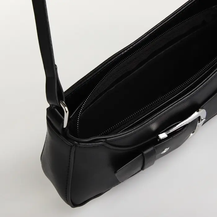 Сумка женская багет на молнии, 26&times;5&times;10.5 см, чёрная