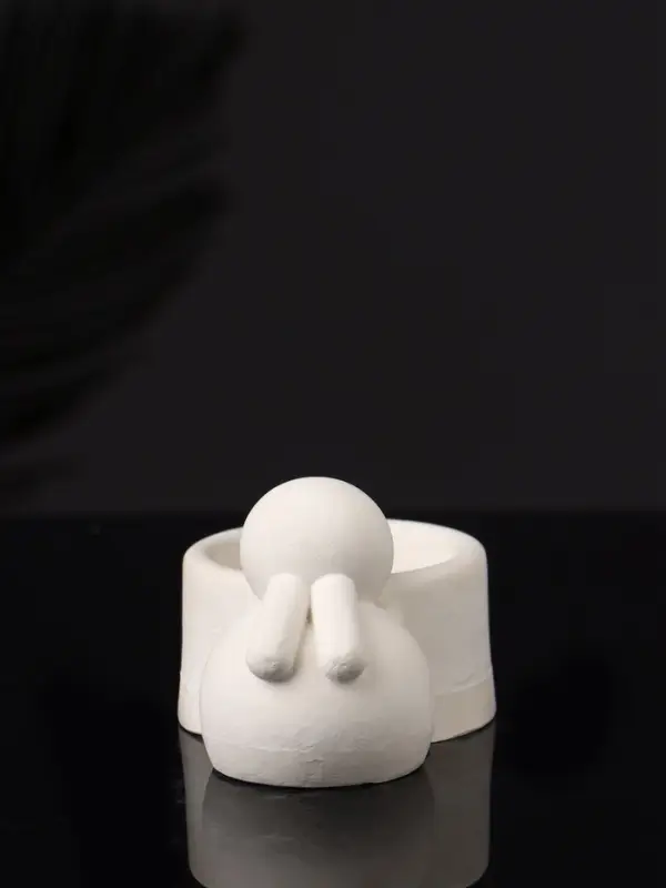 Подсвечник  Подсвечник "Заяц с чашей" 8х6х4 см, натуральный, гипс