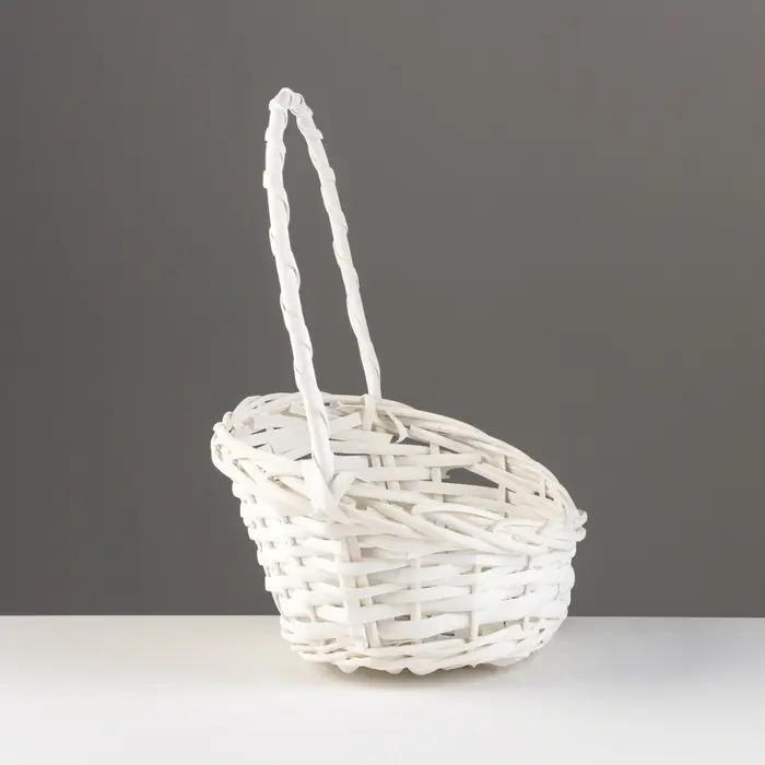 Корзина плетеная, 26х21х8х13х32 см, белый, ива