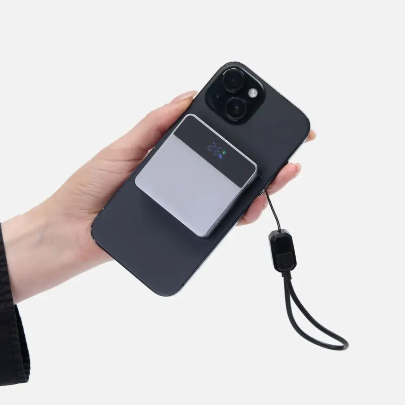 Внешний аккумулятор с беспроводной зарядкой Aura Power, серый Внешний аккумулятор с беспроводной зарядкой Aura Power, серый