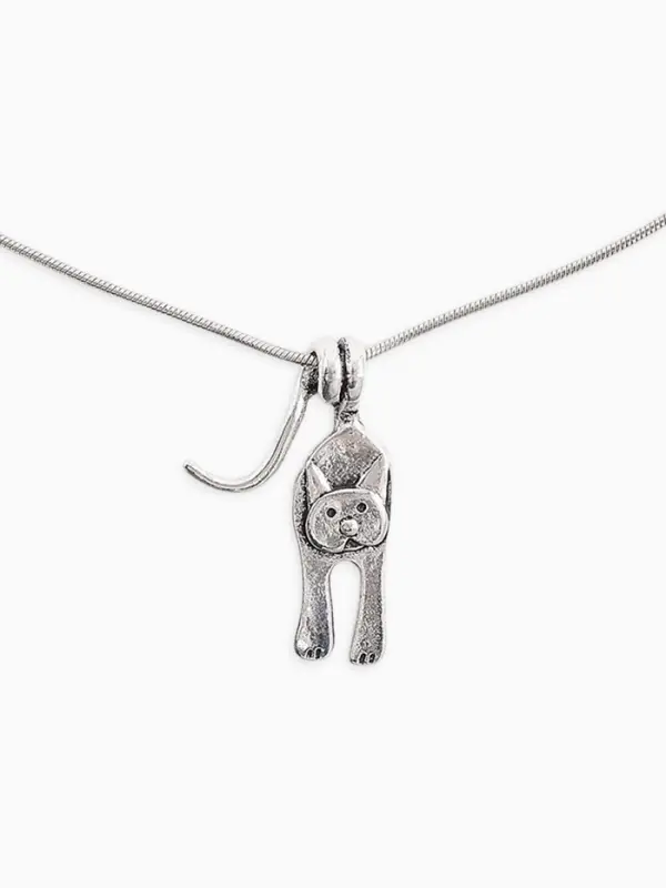 Кулон &laquo;Кот на хвосте&raquo;, цвет чернёное серебро, L=50 см