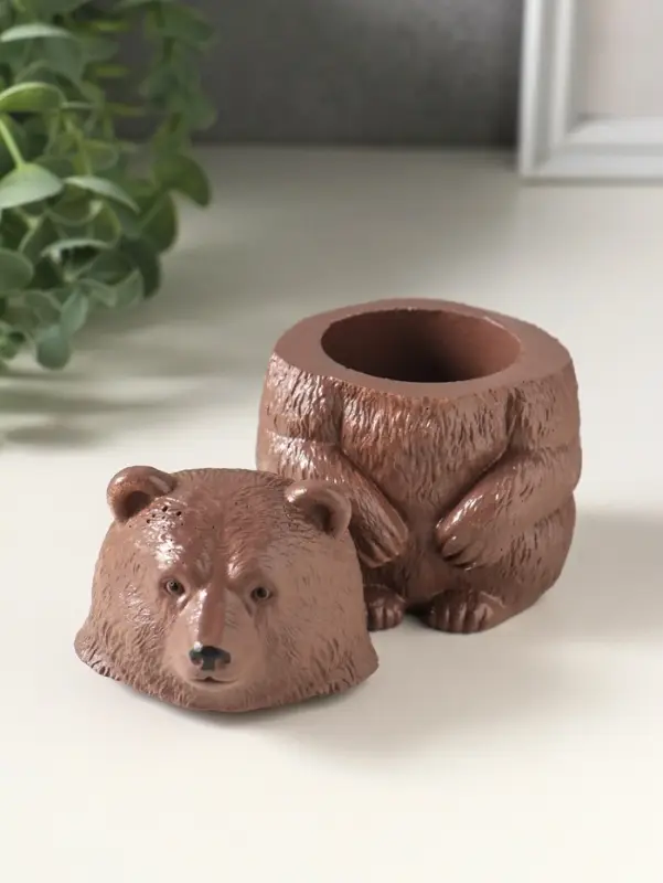 Шкатулка с крышкой для украшений &laquo;Медведь&raquo;, 11&times;7 см, коричневая