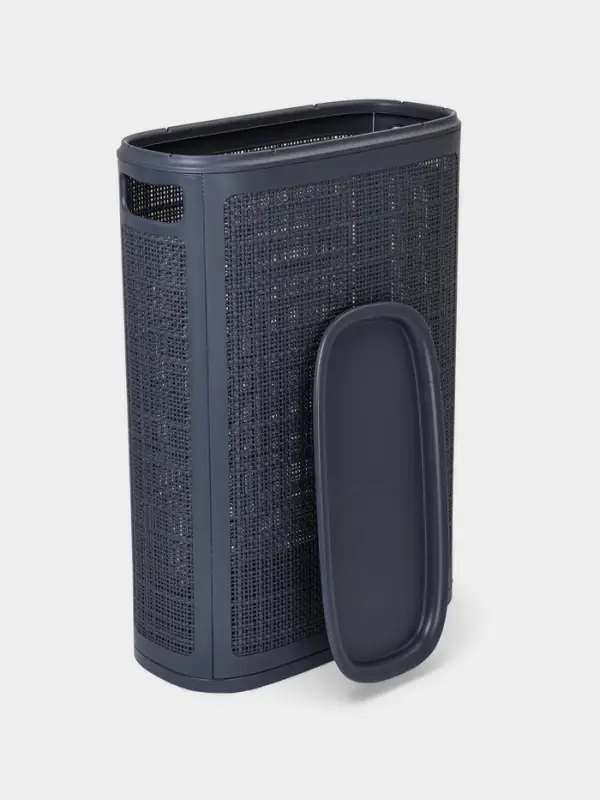 Плетёная корзина для белья с крышкой Плетёная корзина для белья с крышкой "Лён" 45л 43×20×60см, цвет графит