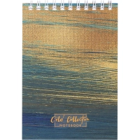 Блокнот Gold Collection А6 60л, клетка, обл. мел.картон,спираль.гол