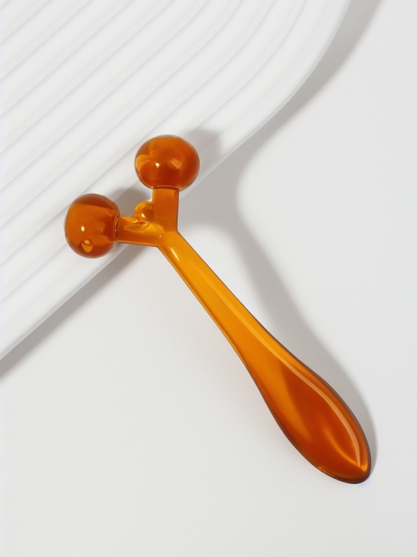 Массажёр для лица и зоны декольте, 2 шара, 14 × 6 × 2 см, цвет коричневый Массажёр для лица и зоны декольте, 2 шара, 14 × 6 × 2 см, цвет коричневый