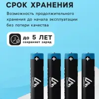Батарейка алкалиновая (щелочная) Luazon, AA, LR6, спайка, 4 штуки