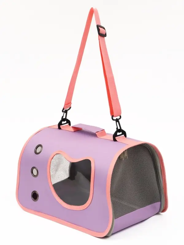 Сумка - переноска каркасная &laquo;Кошачий вид&raquo;, 41&times;27&times;25 см, фиолетовая, розовая
