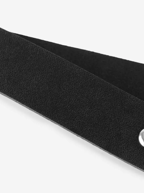 Ручка для сумки из натуральной кожи, с карабинами, 30 &plusmn; 2 см &times; 2.5 см, цвет чёрный/серебряный