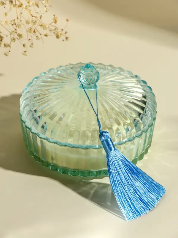 Ароматическая свеча в шкатулке &laquo;Голубая&raquo;, 3 фитиля, колокольчики, 13.3&times;13.3&times;9.5 см