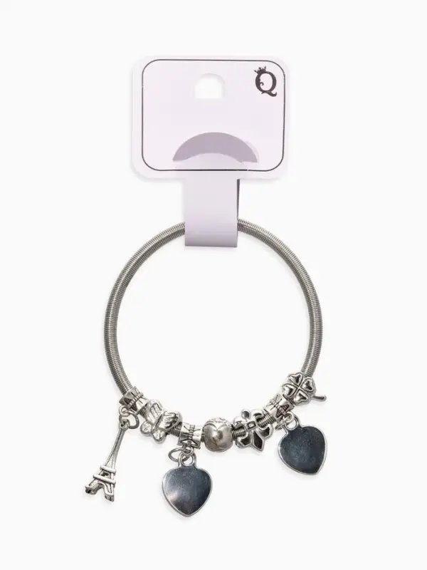 Браслет с шармами &laquo;Марджери. Сердце Парижа&raquo;, d=6 см, цвет серебро