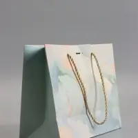 Пакет подарочный "Мрамор" , голубой , с бантиком , 28 х 20 х 10 см