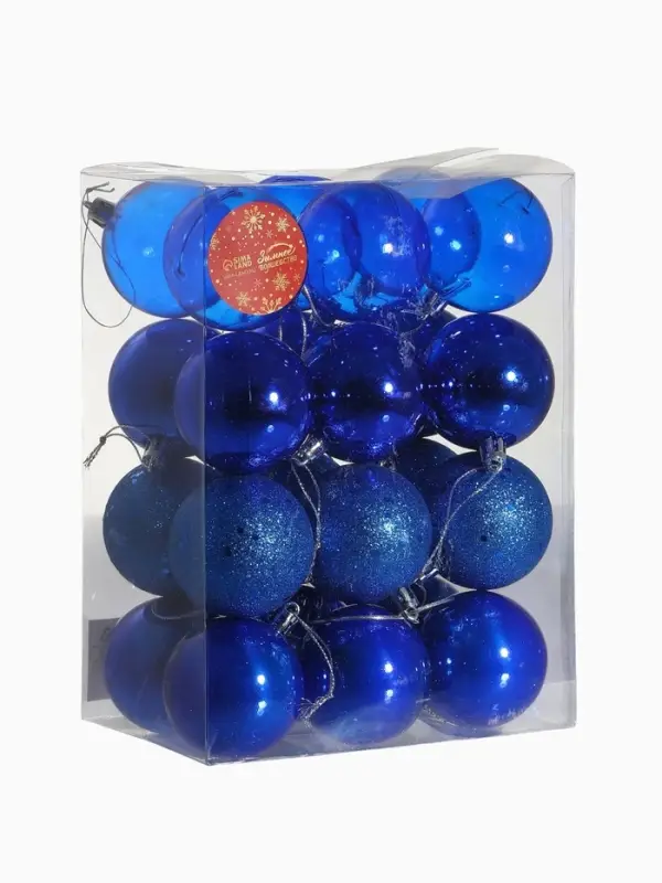 Ёлочные игрушки &laquo;Далия&raquo;, шары новогодние, d=6 см, набор 24 шт., синий