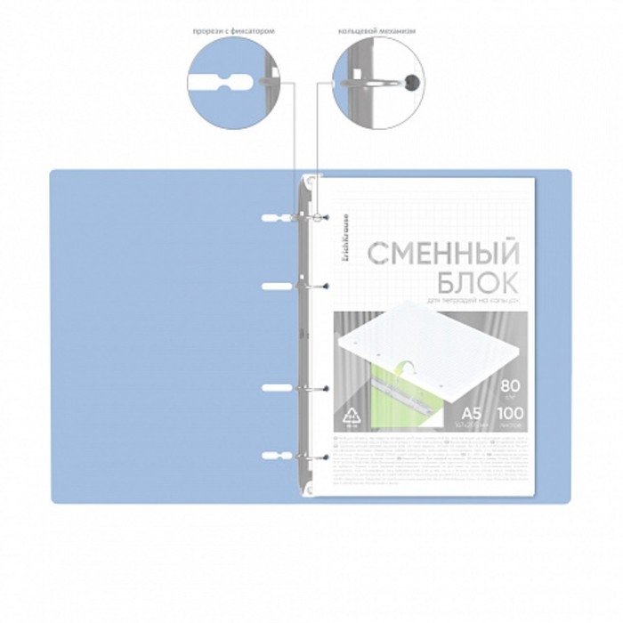 Тетрадь на кольцах, 100 листов в клетку, ErichKrause IQ FineLine Symbol, пластиковая обложка, блок офсет 100% белизна, МИКС
