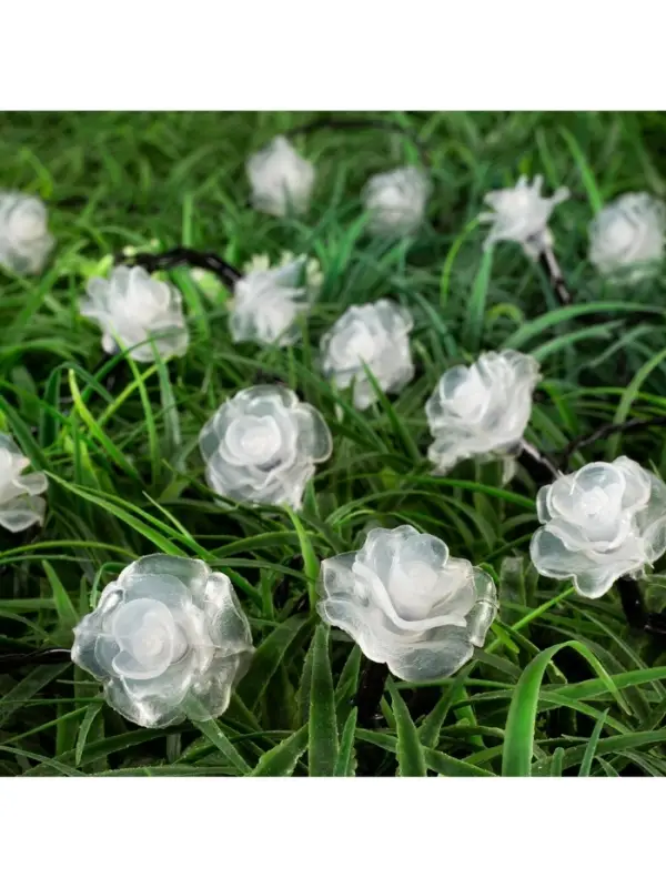 Гирлянда &laquo;Нить&raquo;, 4.5 м, уличная, с насадками &laquo;Цветок&raquo;, IP44, 30 LED, 2 режима, солнечная батарея, тёмная нить, свечение синее/фиолетовое/розовое