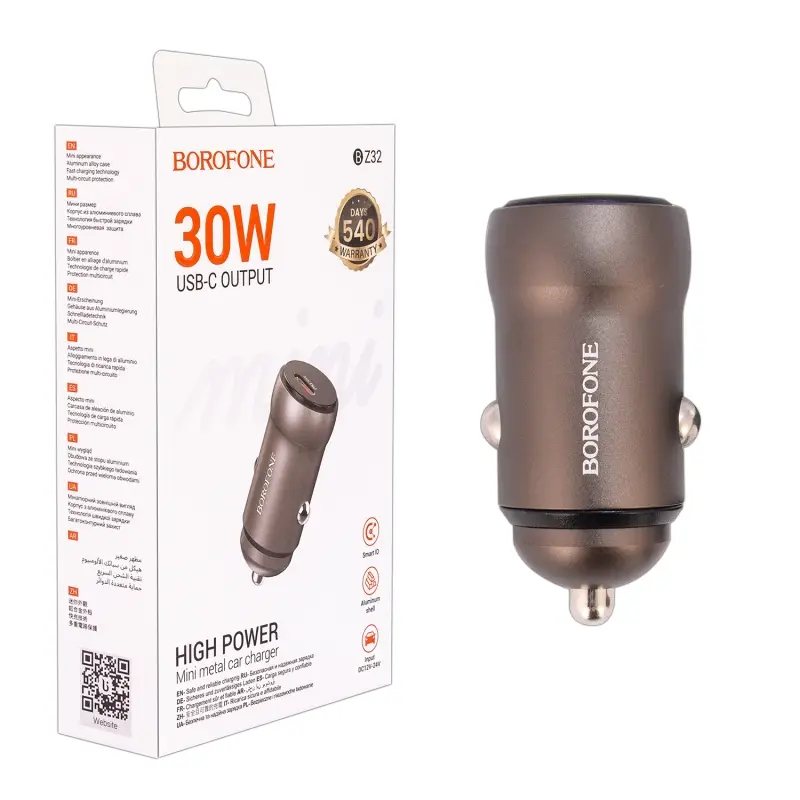 Переходник BZ32 АЗУ на Type-C 30W Borofone gold