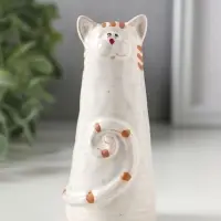 Фигурка керамика &laquo;Полосатый котик, хвост рогаликом&raquo;, 4.7&times;4.7&times;10.1 см