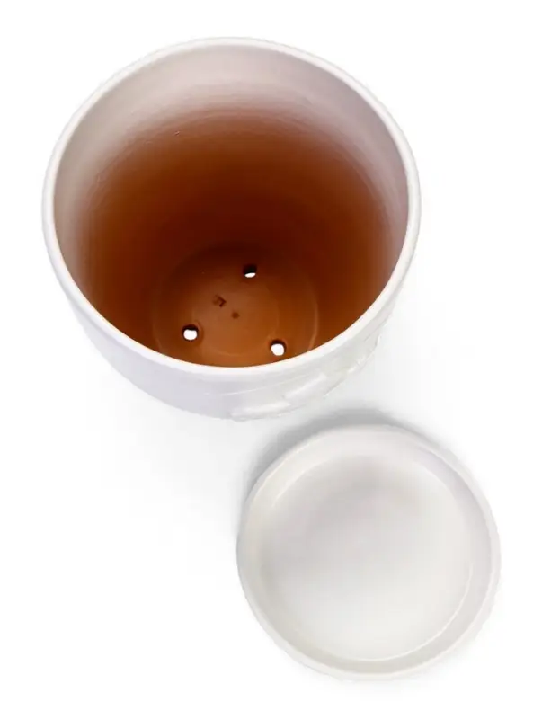 Горшок цветочный с поддоном 5 л, d122/h19,5 см белый керамика, Горшок цветочный с поддоном 5 л, d122/h19,5 см белый керамика, "Голландия" (М)