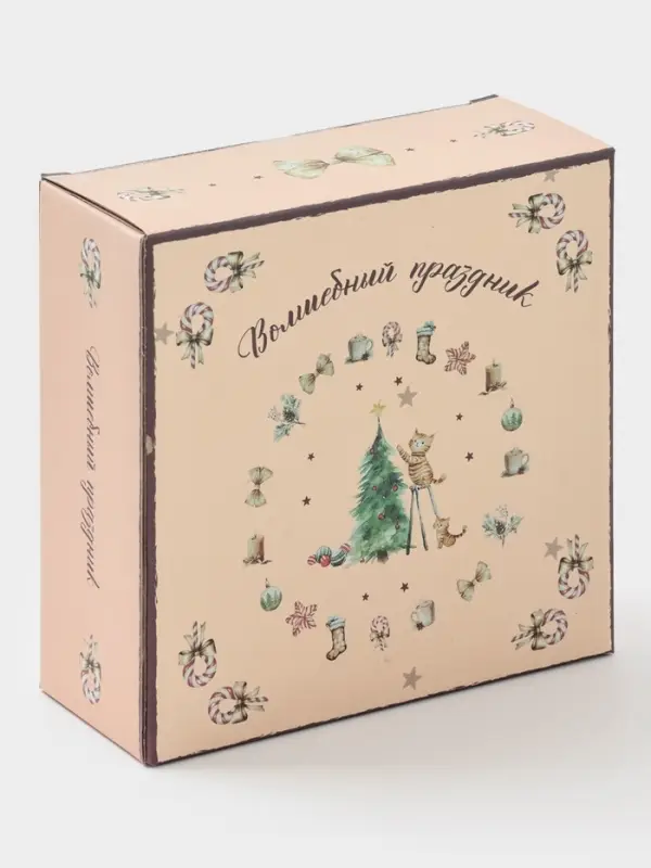 Салатник новогодний Доляна «Волшебный праздник», 580 мл, 15.5×6 см, фарфор, белый