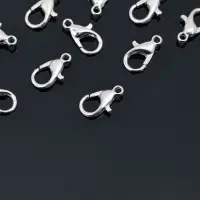 Замок карабин, 12&times;7 мм, набор 55 шт. цвет серебро