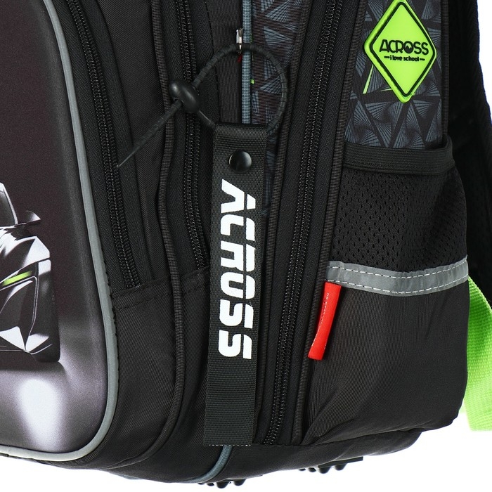 Рюкзак школьный 40х33х15см, эргономичная спинка, Across 410, серый/зеленый Рюкзак школьный 40х33х15см, эргономичная спинка, Across 410, серый/зеленый