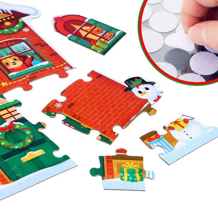 Пазл с липучками «Новогодний дом», 6 липучек, 28 деталей Пазл с липучками «Новогодний дом», 6 липучек, 28 деталей