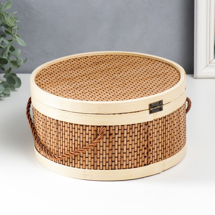 Шкатулка бамбук Шкатулка бамбук "Круглая" со шнуром 10х22х22 см