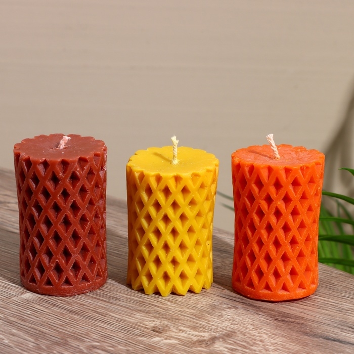 Свеча  Свеча "Столб сеточка" 6х6х8 см, соевый воск, микс