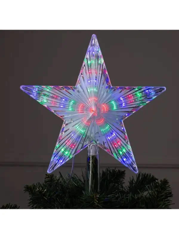Светодиодная верхушка на ёлку &laquo;Звезда белая&raquo;, 22 см, 30 LED, 220 В, свечение мульти