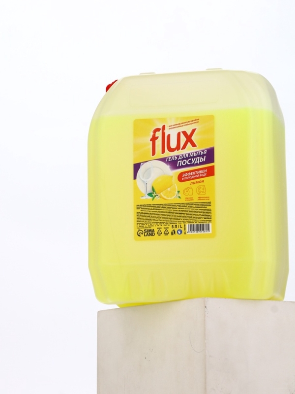 Гель для мытья посуды FLUX  Гель для мытья посуды FLUX "Сочный лимон",  5 л