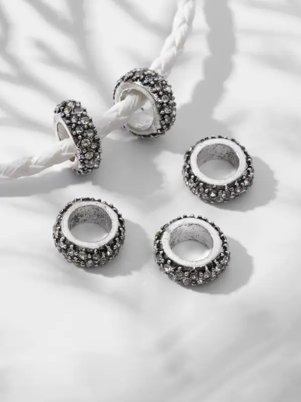 Шарм разделитель для бусин &laquo;Кольцо&raquo;, блеск, белый в серебре